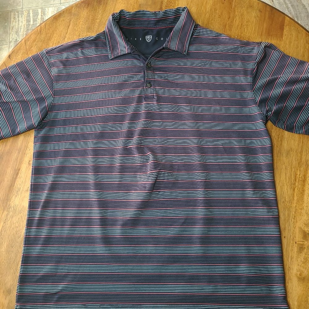Nike Golf Men's Striped Polo Shirt Red White Blue